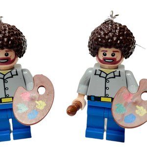 Bob Ross Earrings STERLING hooks Art Teacher Gift Novelty